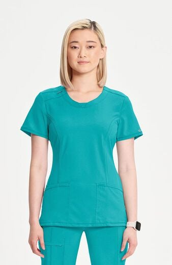 Women's Split Round Neck Solid Scrub Top Women's Split Round Neck Solid Scrub Top