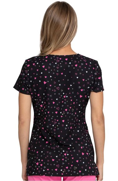 Clearance Women's Heart Of Hearts Print Scrub Top, , large