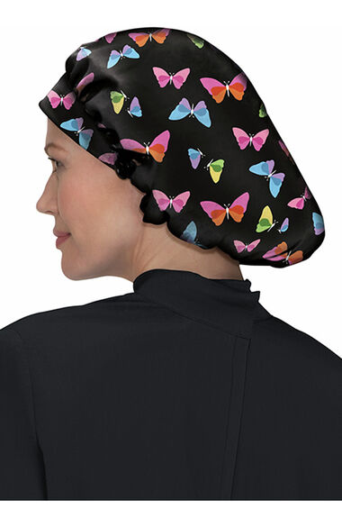 Women's Butterfly Sheer Print Bouffant Scrub Cap, , large