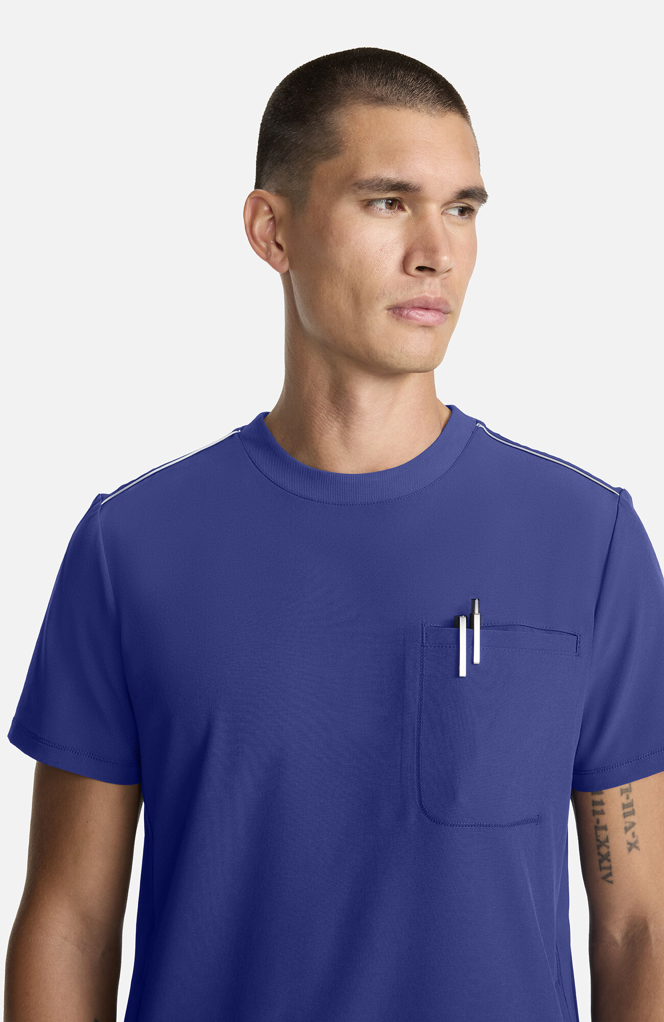 Men's Tuck-In Crew Neck Scrub Top, NAV Navy | navy, large