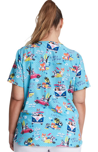 Clearance Women's Vacay All Day Print Scrub Top