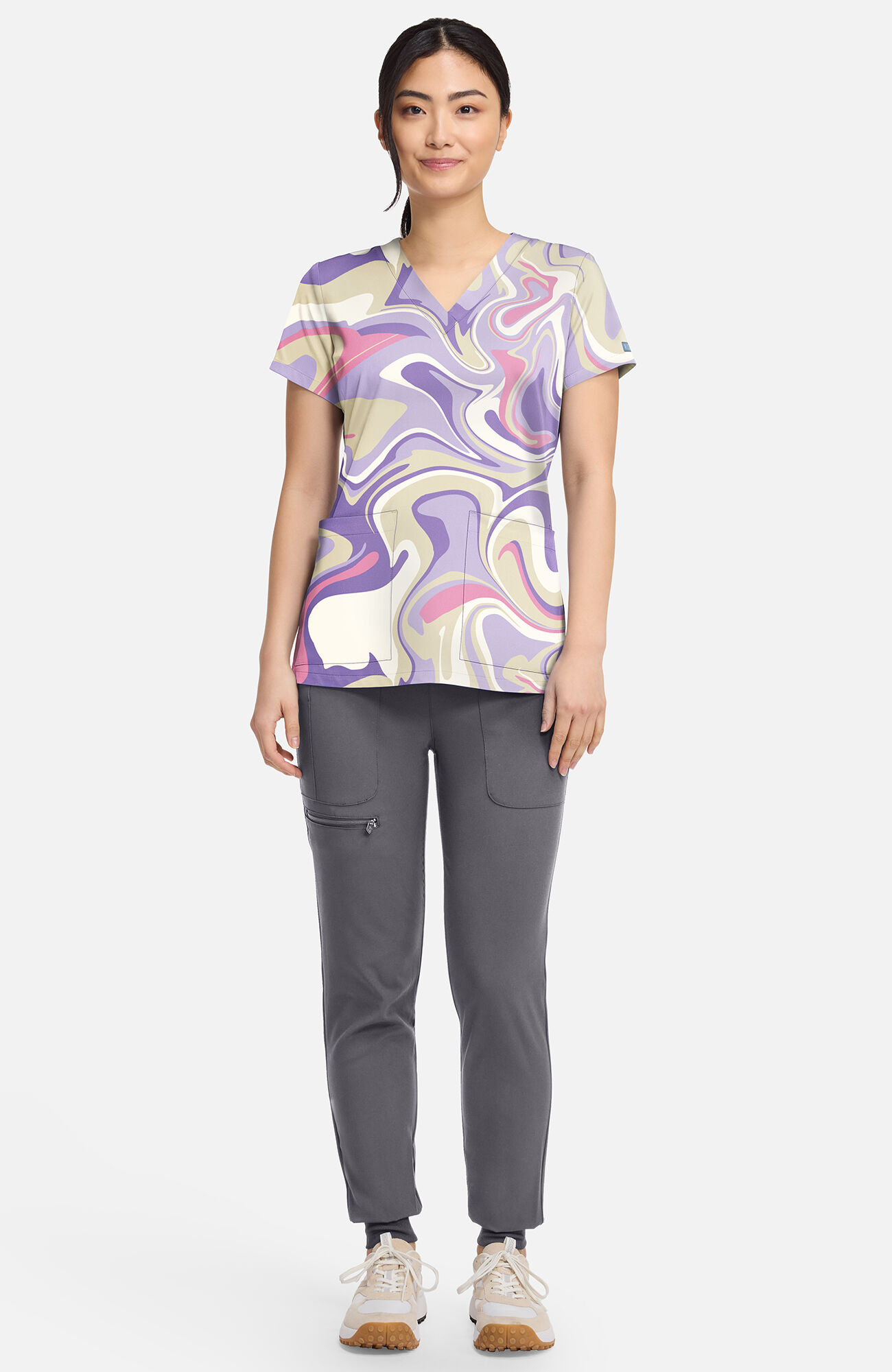 Women's Vicky Sporty Marble Print Scrub Top