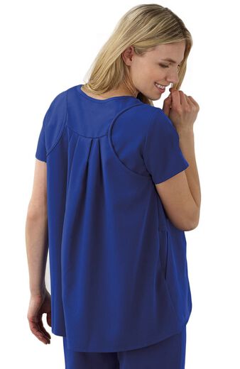 Clearance Women's Maternity V-Neck Back Pleat Solid Scrub Top
