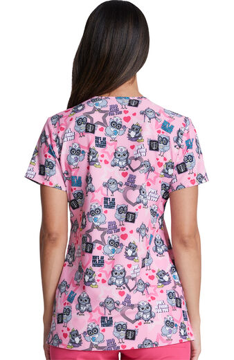 Clearance Women's Hoo Cares For You Print Scrub Top