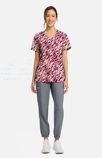 Women's Watercolor Marks Print Scrub Top Women's Watercolor Marks Print Scrub Top