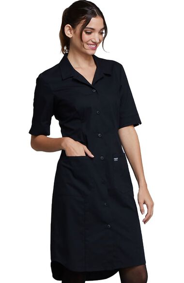 Women's Button Front Solid Scrub Dress, , large