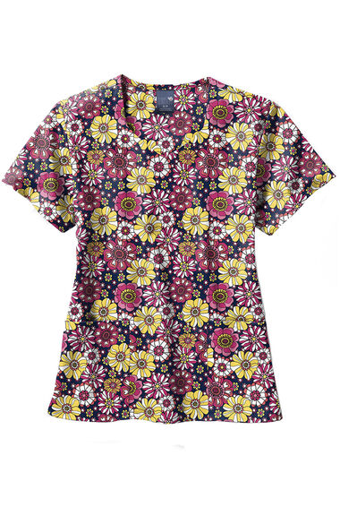 Clearance Women's Groovy Floral Print Scrub Top, , large