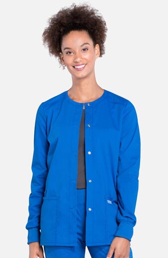Women's Snap Front Warm-Up Solid Scrub Jacket Women's Snap Front Warm-Up Solid Scrub Jacket