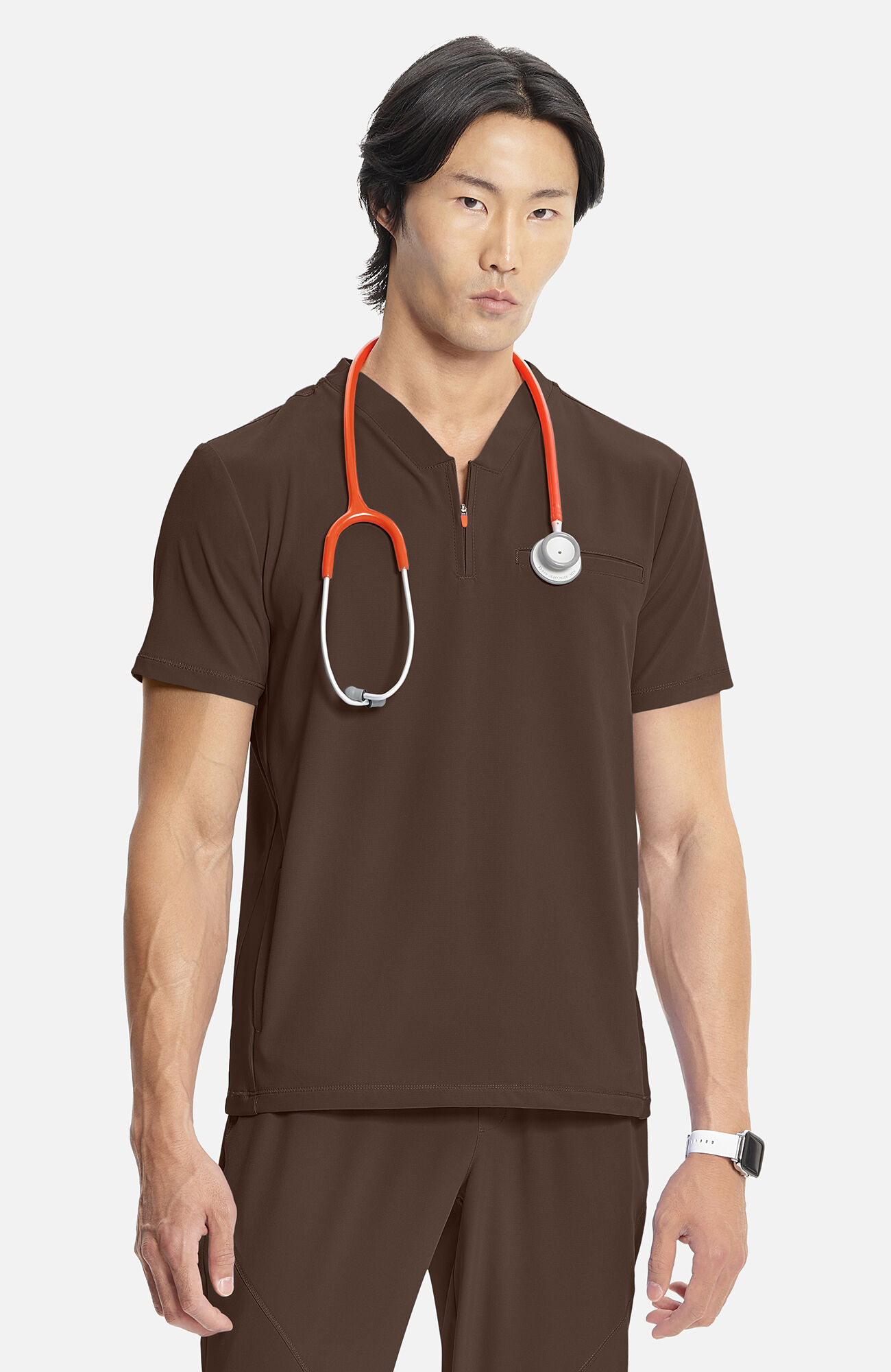 Men's Partial Zip V-Neck Scrub Top
