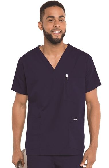 Clearance Men's 5-Pocket Solid Scrub Top, , large