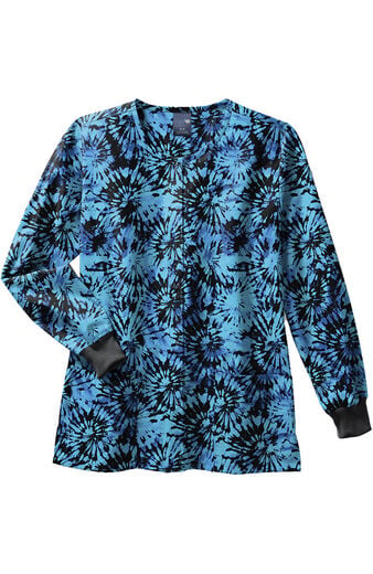 Clearance Women's Far Out Blue Tie Dye Print Warm Up Jacket