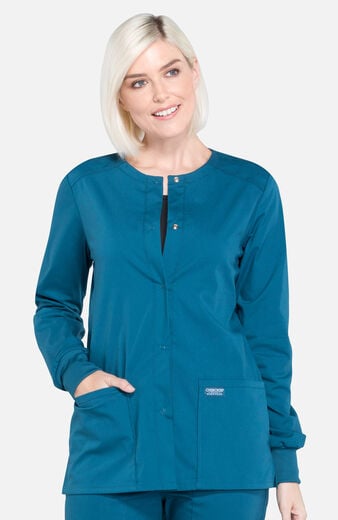 Women's Snap Front Warm-Up Solid Scrub Jacket Women's Snap Front Warm-Up Solid Scrub Jacket