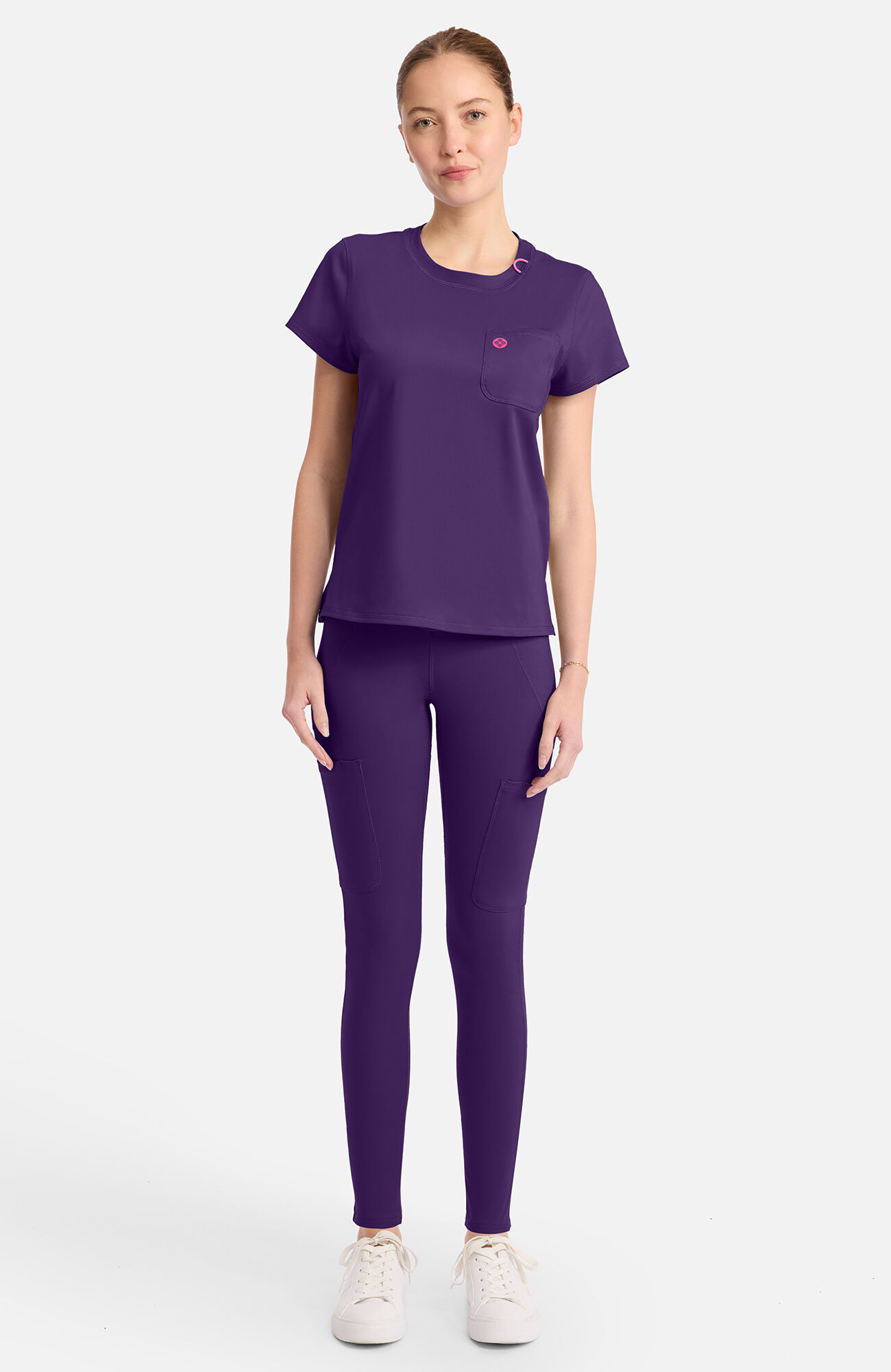 Women's Knit 2-Pocket Crew Neck Scrub Top