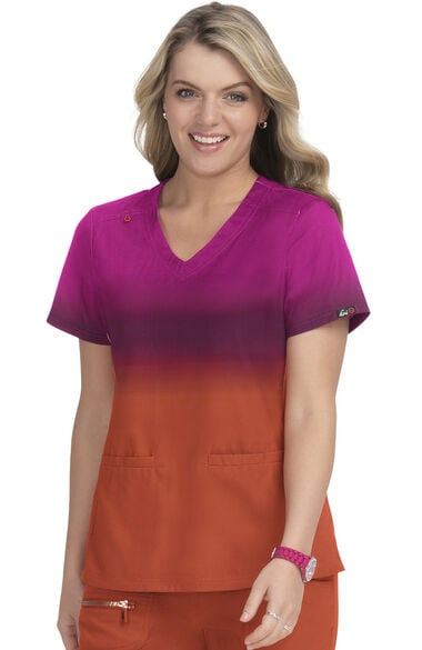 Clearance Women's Reclaim Ombre Print Scrub Top, , large