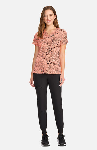 Women's V-Neck Wild Heart Print Scrub Top Women's V-Neck Wild Heart Print Scrub Top
