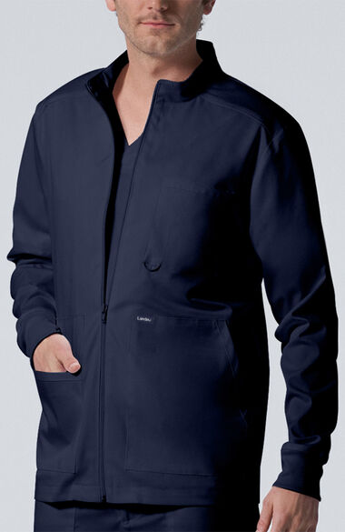 Men's Zip Front Mock Neck Scrub Jacket, , large