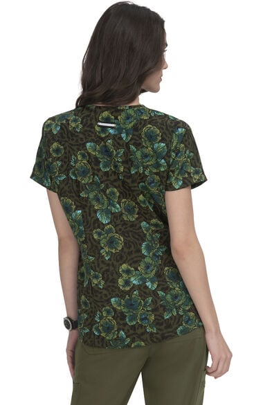 Women's Early Energy V-Neck Blooming Wildlife Print Scrub Top, , large