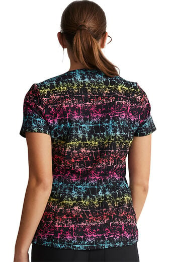 Clearance Women's Texture Trail Rainbow Print Scrub Top
