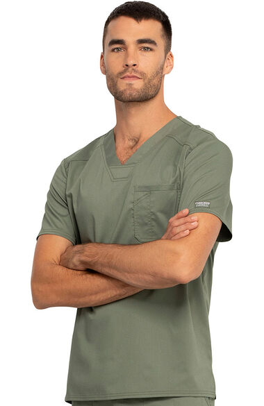 Clearance Men's V-Neck Solid Scrub Top, , large