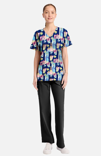 Women's Comic Princess Print Scrub Top Women's Comic Princess Print Scrub Top