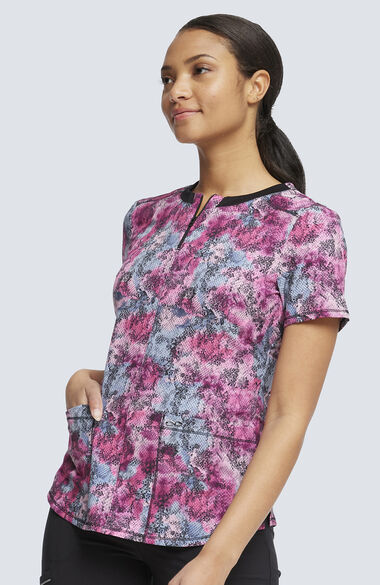 Clearance Women's Hiss Or Miss Print Scrub Top, , large