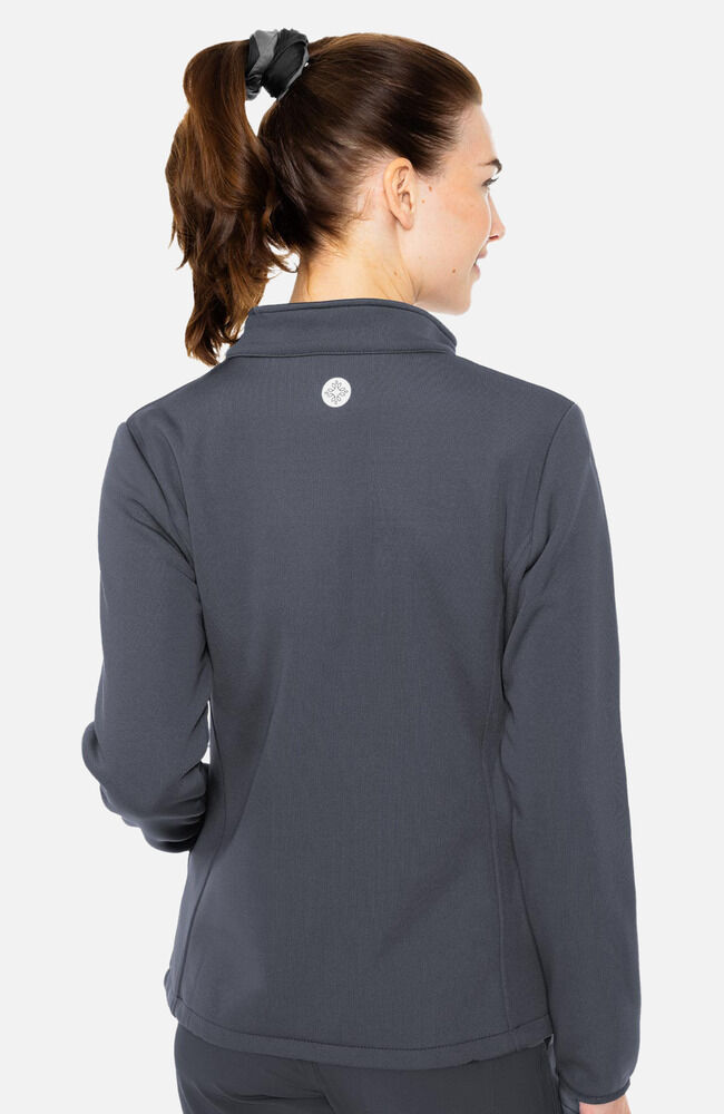 Women's Med Tech Zip Front Solid Scrub Jacket, , large
