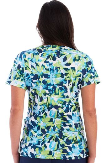 Clearance Women's Floral Watercolor Print Scrub Top