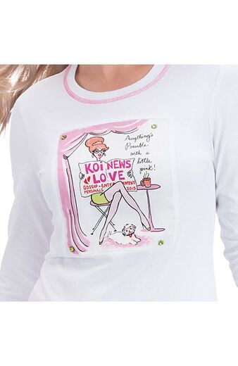 Clearance Women's Stacy Long Sleeve Crewneck Coffee Break Print T-Shirt
