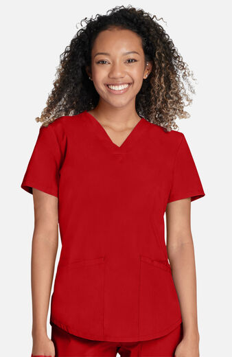 Women's 4-Pocket Shirttail V-Neck Scrub Top Women's 4-Pocket Shirttail V-Neck Scrub Top