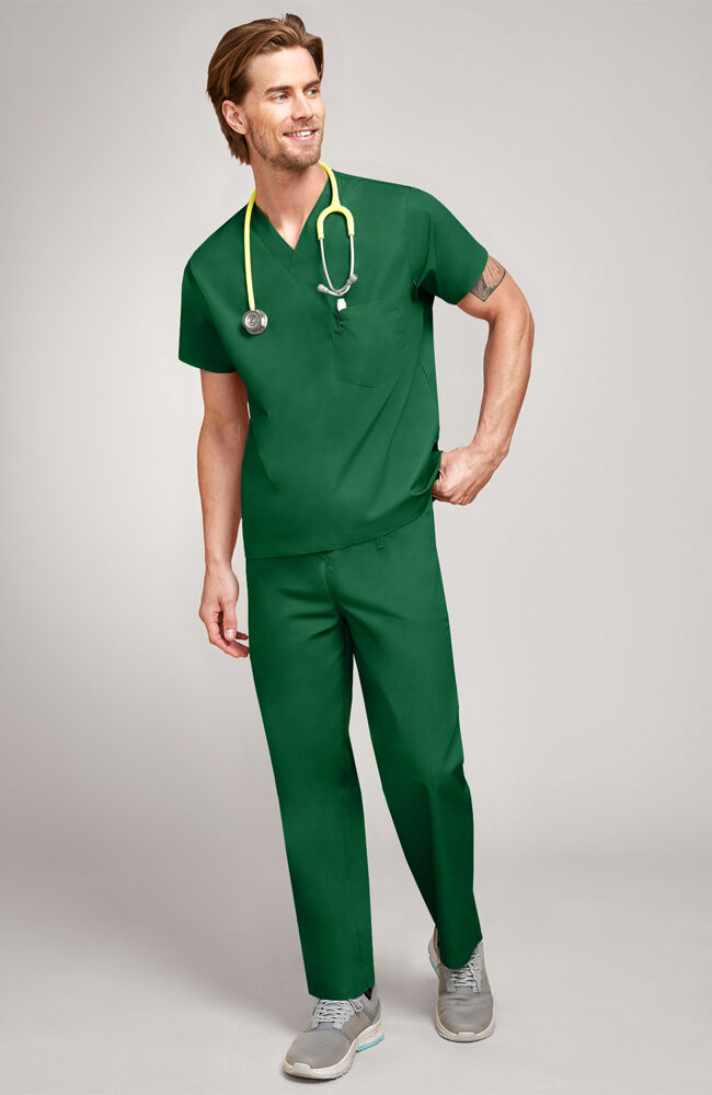 Unisex Drawstring Scrub Pant, HTR Hunter | green, large