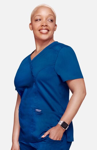 Women's Shaped 3-Pocket Mock Wrap Scrub Top Women's Shaped 3-Pocket Mock Wrap Scrub Top