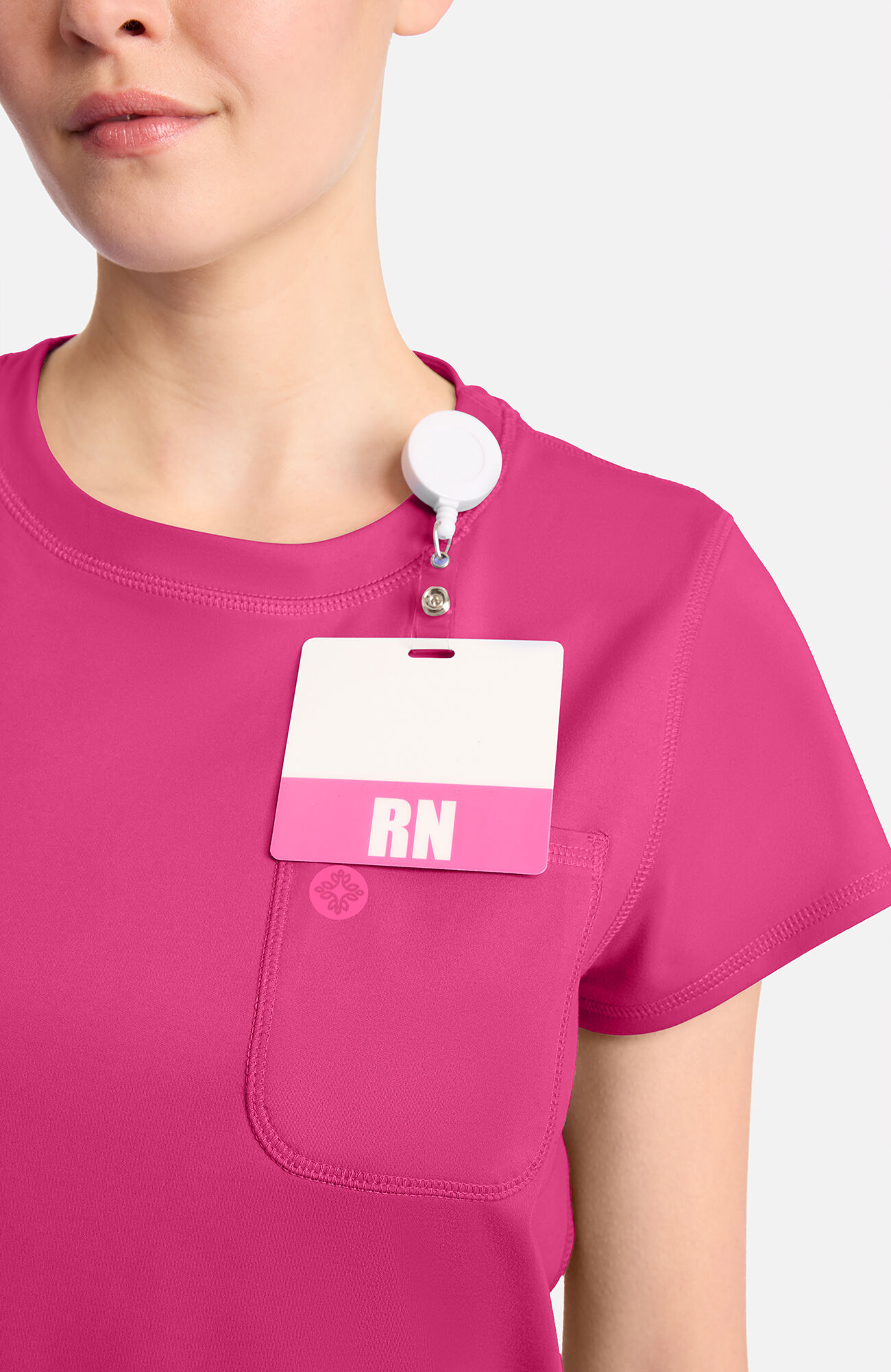 Women's Knit 2-Pocket Crew Neck Scrub Top , , large