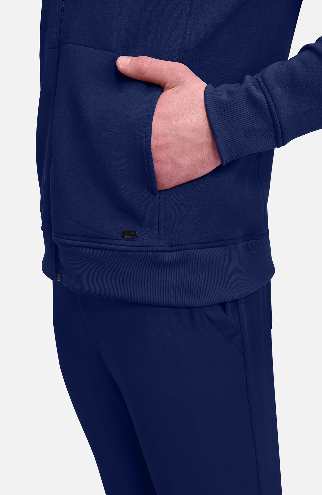 Men's Zip Front Raglan Knit Scrub Jacket, , large