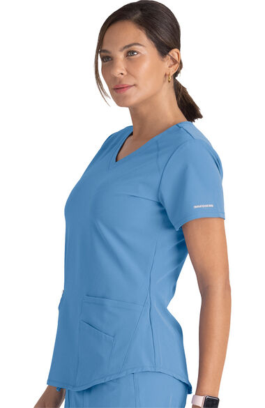 Women's Vitality V-Neck Solid Scrub Top & Focus Flared Scrub Pant, , large