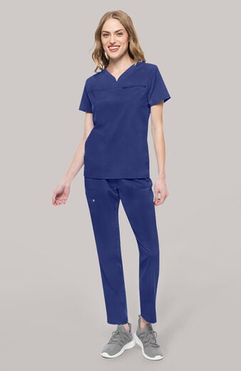 Women's Scrub Set: Notch V-Neck Tuck In Top & Drawstring Straight Leg Pant Women's Scrub Set: Notch V-Neck Tuck In Top & Drawstring Straight Leg Pant