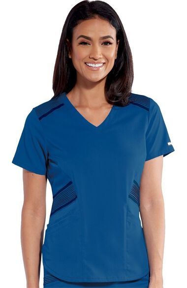 Women's Moto Inspired Solid Scrub Top, , large