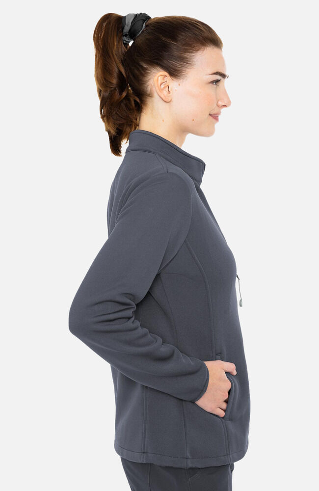Women's Med Tech Zip Front Solid Scrub Jacket