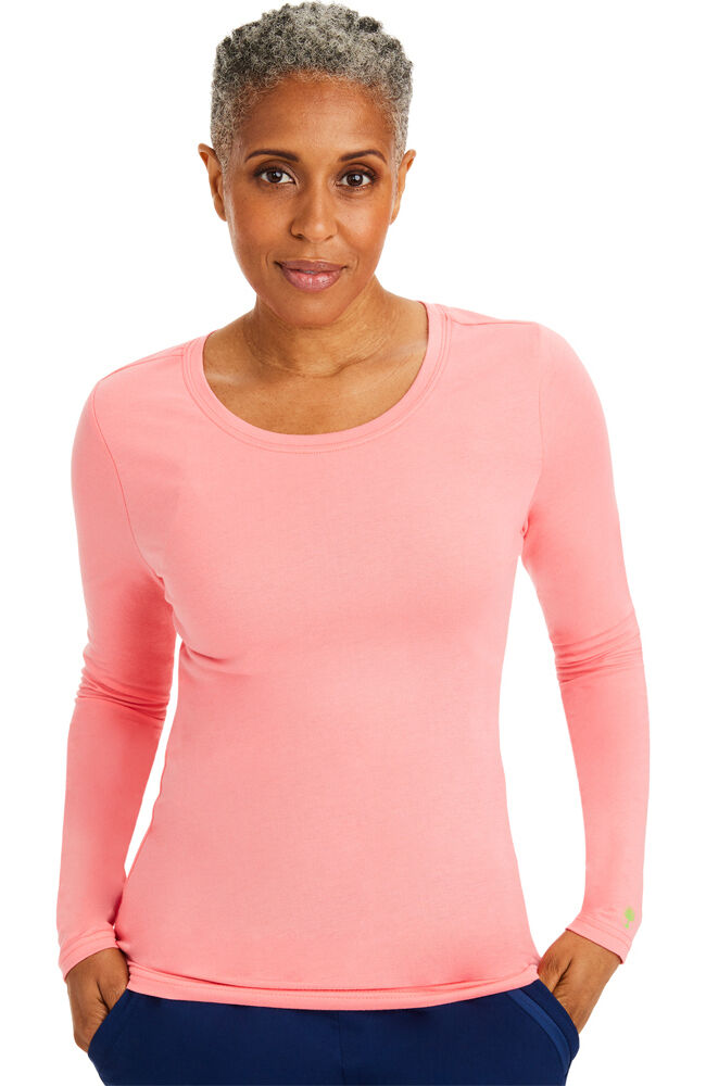 Women's Melissa Long Sleeve Knit Tee Underscrub, NCT Nectar | pink, large