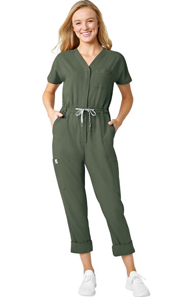 Women's Zip Front Scrub Jumpsuit, , large