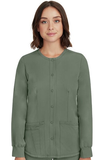 Women's Megan Button Front Solid Scrub Jacket