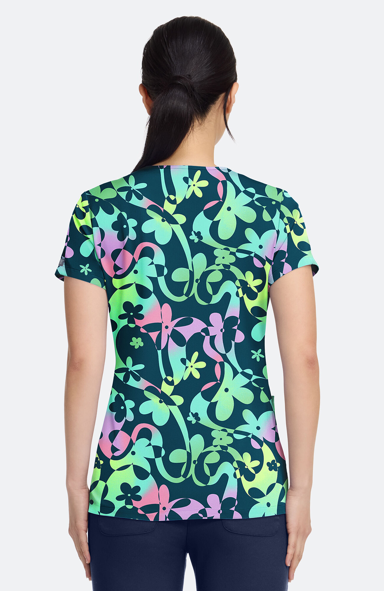 Women's Vicky Dizzy Daisy Print Scrub Top, , large