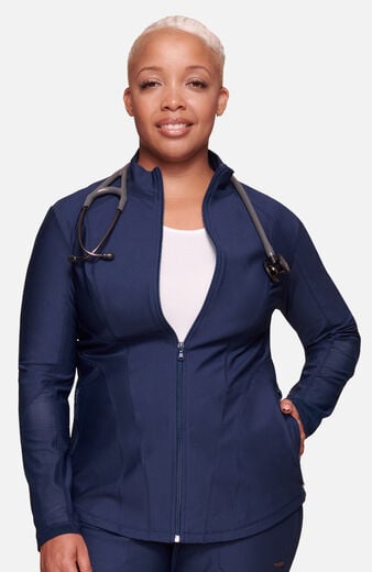 Women's Mesh Panel Zip Front Scrub Jacket Women's Mesh Panel Zip Front Scrub Jacket