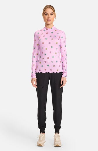 Women's Merrow Edge Mock Neck Sweet Talker Print Underscrub Women's Merrow Edge Mock Neck Sweet Talker Print Underscrub