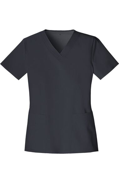Clearance Women's Two Pockets V-Neck Solid Scrub Top, , large