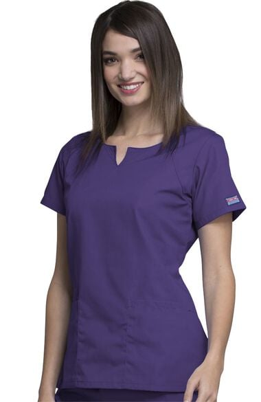 Clearance Women's Round Neck Solid Scrub Top, , large