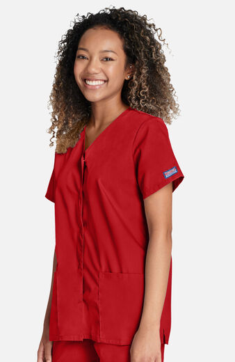 Clearance Women's Snap Front 2-Pocket Solid Scrub Top