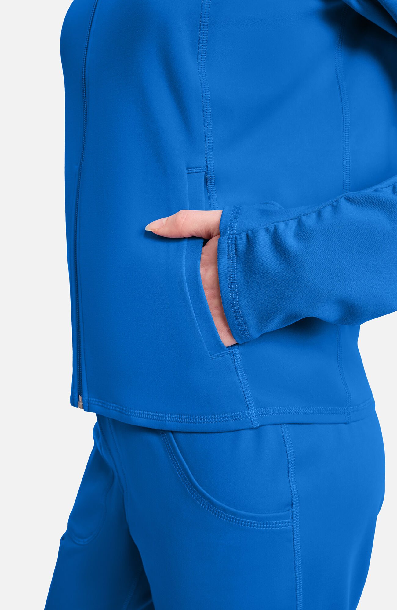 Women's Warm Knit Zip Front Scrub Jacket, ROY Royal | royal, large