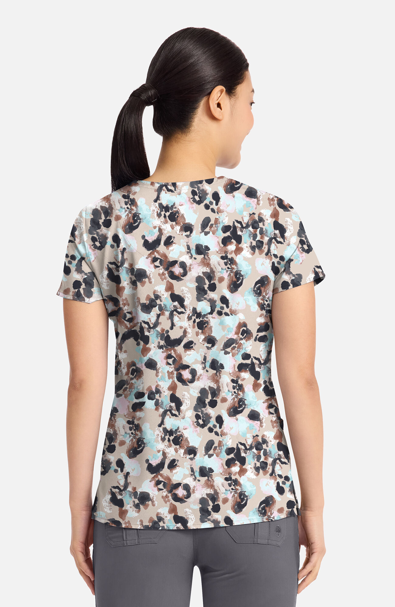 Women's Amanda Abstract Cheetah Print Scrub Top, , large