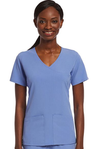 Clearance Women's Side Stretch Solid Scrub Top, , large