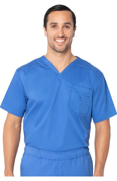 Clearance Stretch Men's by V-Neck Solid Scrub Top, , large